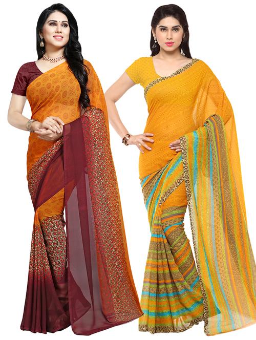 set of 2 multicolor printed saree combo - 16426131 - Very Small Image - 1