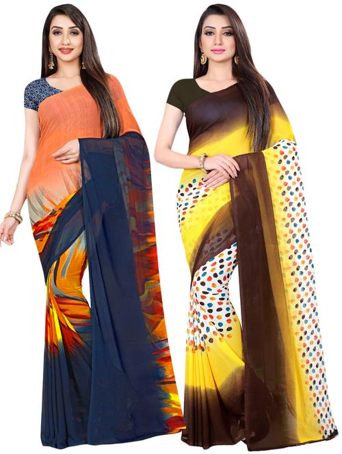 multi colored georgette combos saree with blouse - 16426250 - Very Small Image - 1