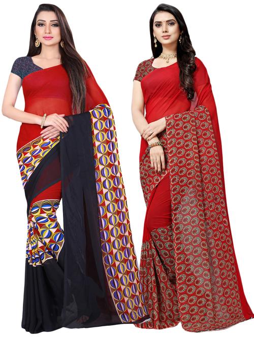 multi colored georgette combos saree - 16426257 - Very Small Image - 1