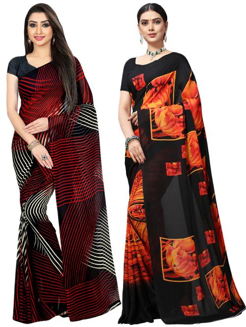 set of 2 multicolor printed saree combo - 16426335 - Very Small Image - 1