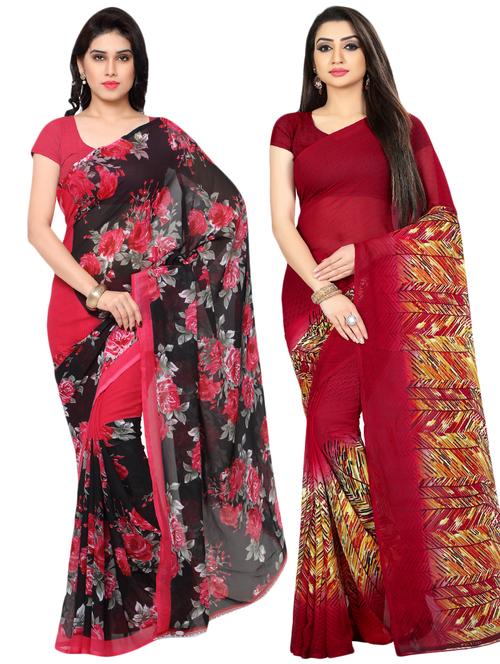 set of 2 multicolor printed saree combo - 16426457 - Very Small Image - 1