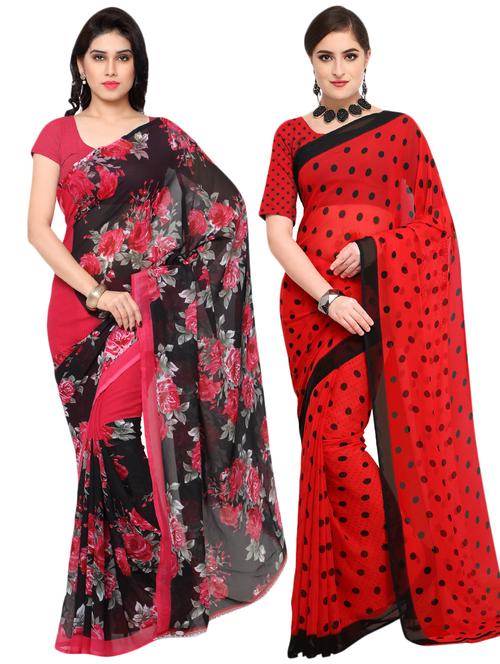 set of 2 multicolor printed saree combo - 16426462 - Very Small Image - 1