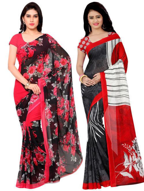 set of 2 multicolor printed saree combo - 16426482 - Very Small Image - 1