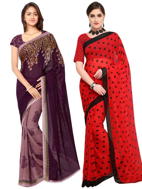 set of 2 multicolor printed saree combo - 16426698 - Very Small Image - 1