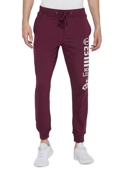 maroon printed full length track pant - 16427317 - Very Small Image - 1