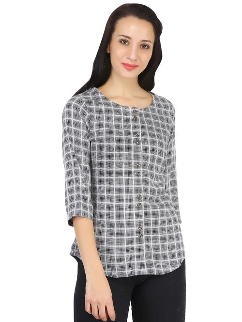 curved hem checkered shirt - 16427373 - Very Small Image - 1