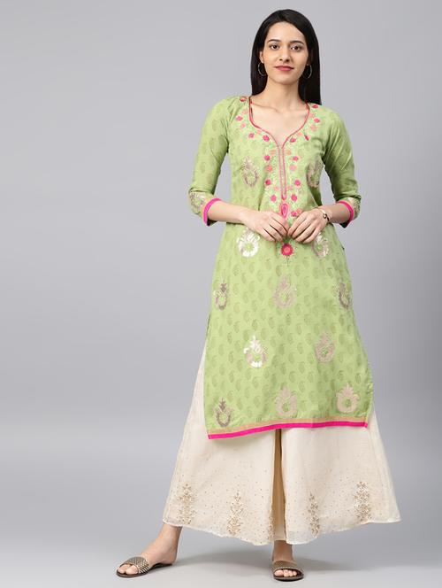 embroidered straight kurta - 16427944 - Very Small Image - 1