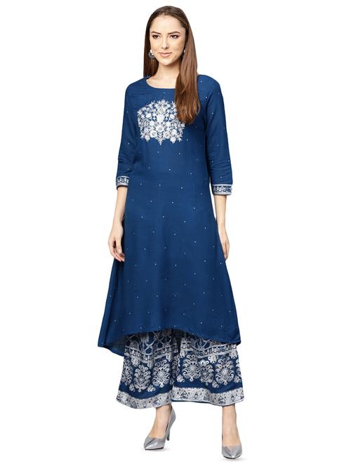 embroidered kurta palazzo set - 16428066 - Very Small Image - 1