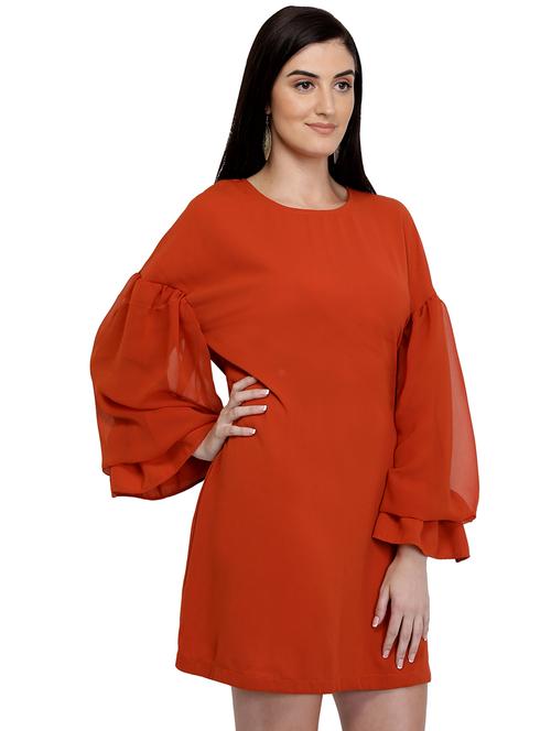 round neck bell sleeved a-line dress - 16428185 - Very Small Image - 1