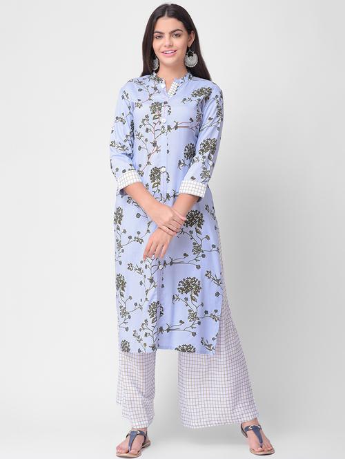 floral printed kurta palazzo set - 16428340 - Very Small Image - 1