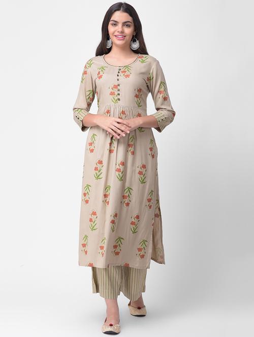 floral printed kurta palazzo set - 16428349 - Very Small Image - 1