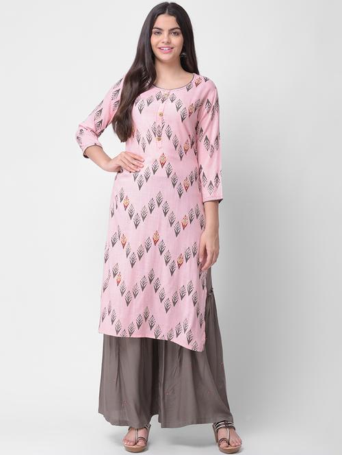 ikat printed kurta palazzo set - 16428351 - Very Small Image - 1