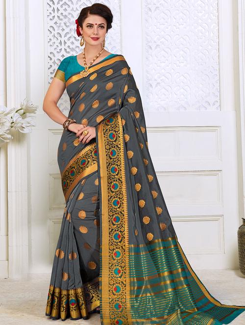 self-design woven saree with blouse - 16428489 - Very Small Image - 1