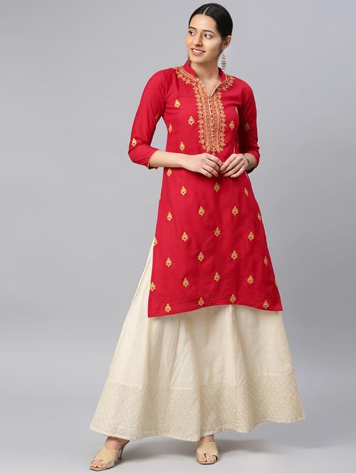 embroidered straight kurta - 16428501 - Very Small Image - 1