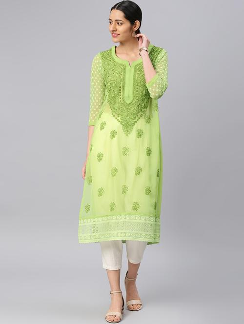 chikankari straight kurta - 16428513 - Very Small Image - 1