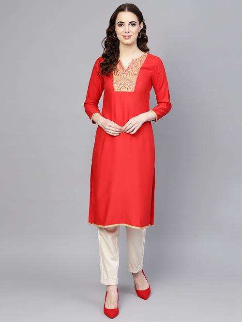 embroidered straight kurta - 16428519 - Very Small Image - 1