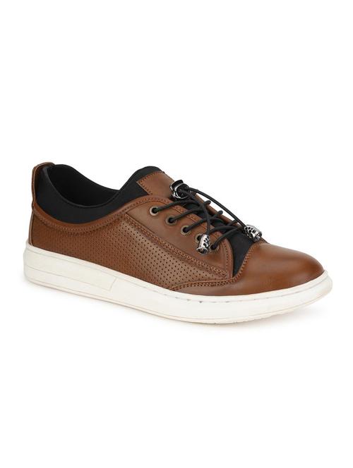 brown leatherette laceup sneakers - 16429429 - Very Small Image - 1