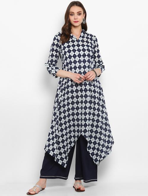 checkered asymmetric kurta - 16429548 - Very Small Image - 1