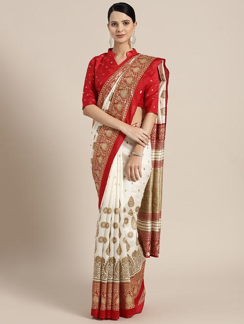 foil printed saree with blouse - 16430595 - Very Small Image - 1