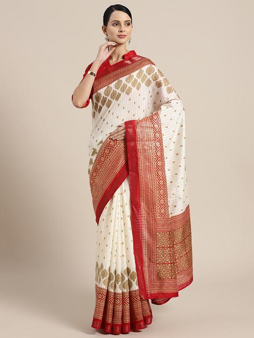 foil printed saree with blouse - 16430597 - Very Small Image - 1