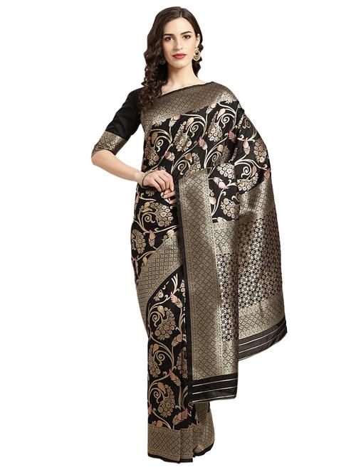 floral banarasi saree with blouse - 16430609 - Very Small Image - 1