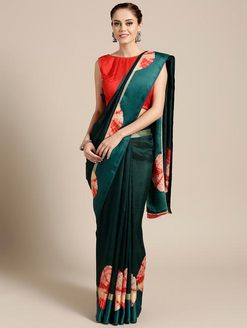 tie & dye bordered saree with blouse - 16430614 - Very Small Image - 1