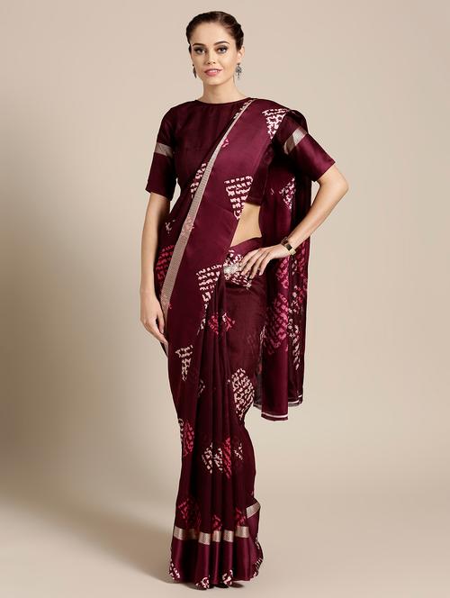 printed bordered saree with blouse - 16430619 - Very Small Image - 1
