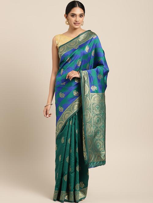 self-design banarasi saree with blouse - 16430686 - Very Small Image - 1