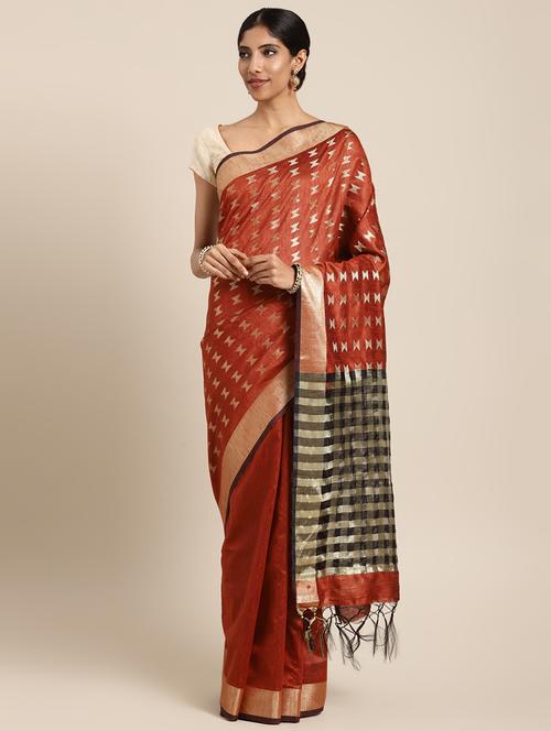 self-design woven saree with blouse - 16430708 - Very Small Image - 1