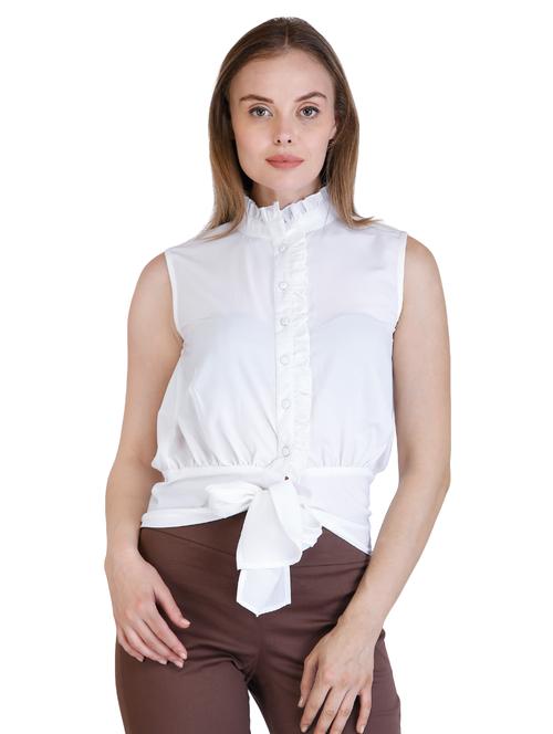 tie front frill detail top - 16430718 - Very Small Image - 1