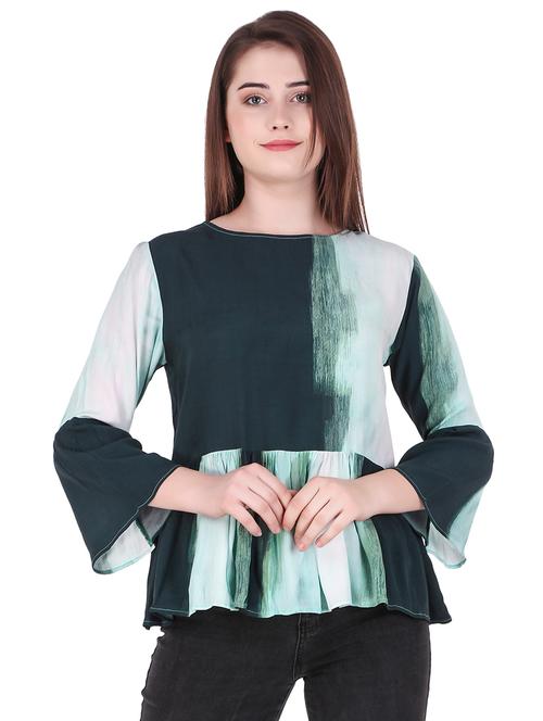 bell sleeved gathered hem top - 16430873 - Very Small Image - 1