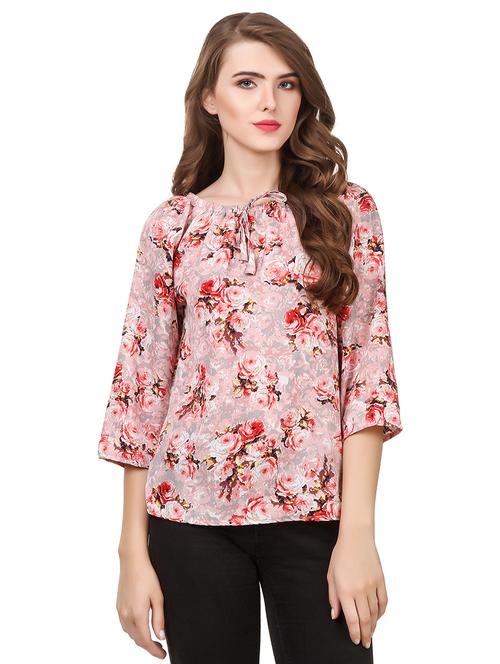 tie up neck floral top - 16430876 - Very Small Image - 1