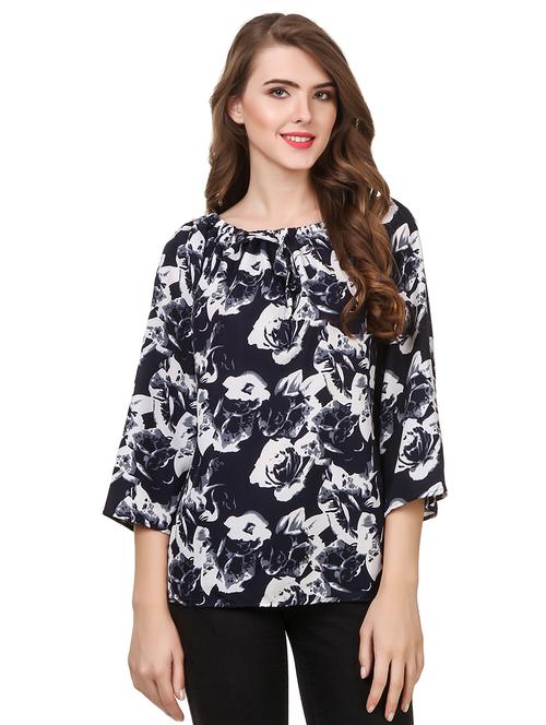 tie up neck floral top - 16430878 - Very Small Image - 1