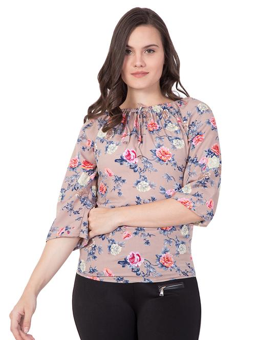 tie up neck floral top - 16430880 - Very Small Image - 1
