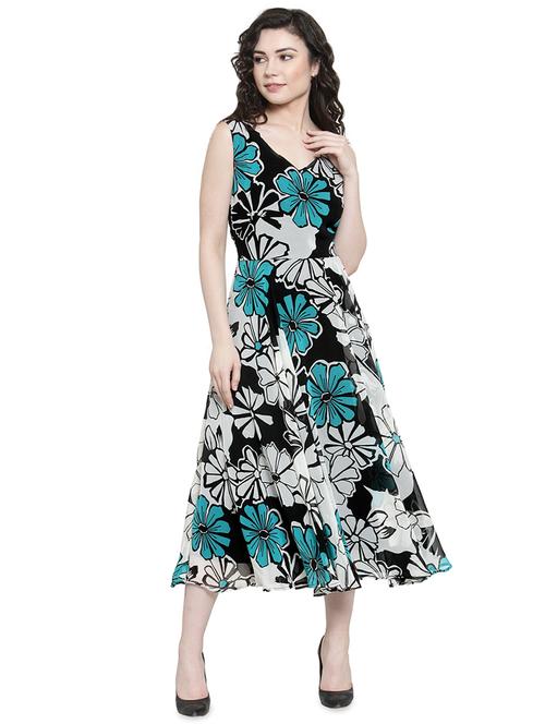 v-neck floral maxi dress - 16430943 - Very Small Image - 1