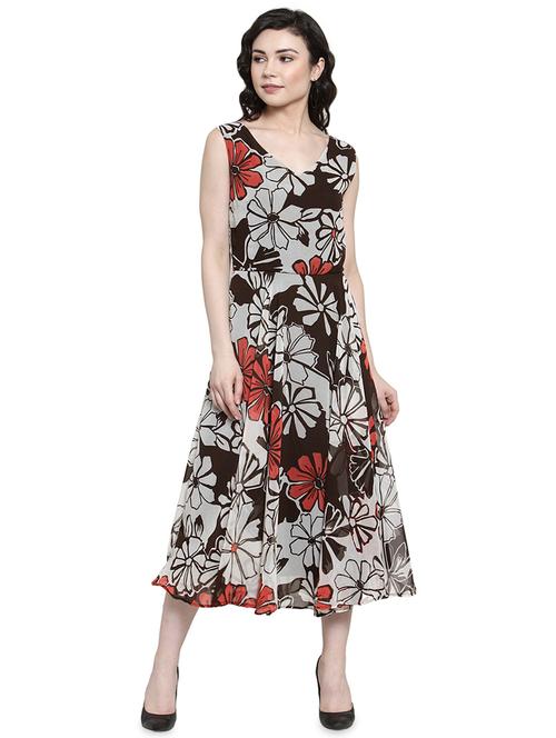 v-neck floral maxi dress - 16430944 - Very Small Image - 1