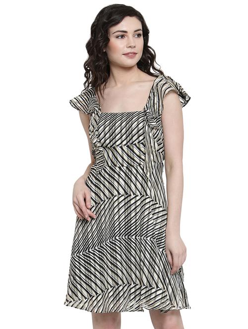 square neck ruffle detail a-line dress - 16430949 - Very Small Image - 1