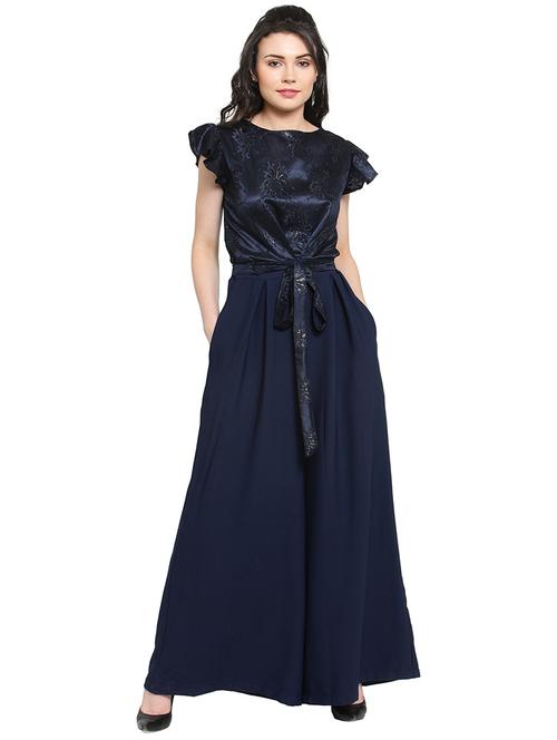 tie knot full leg jumpsuit - 16430956 - Very Small Image - 1
