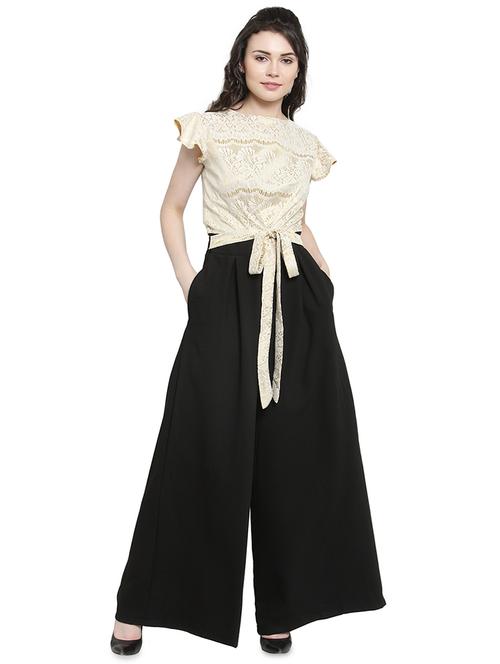 tie knot laced full leg jumpsuit - 16430959 - Very Small Image - 1