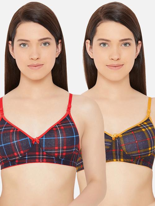set of 2 bow patch checkered bra - 16431239 - Very Small Image - 1
