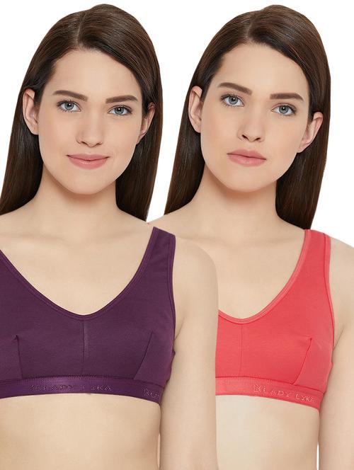 set of 2 solid sports bra - 16431365 - Very Small Image - 1