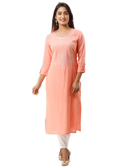 embroidered straight kurta - 16432345 - Very Small Image - 1