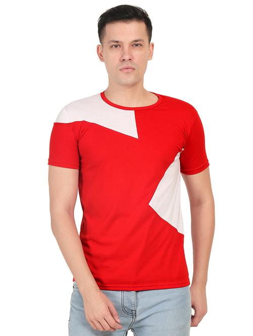 red color block t-shirt - 16432689 - Very Small Image - 1