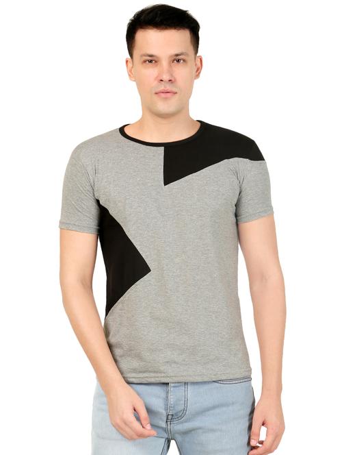 grey color block t-shirt - 16432694 - Very Small Image - 1