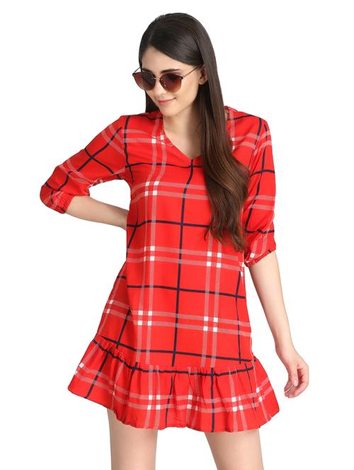 flared hem plaid a-line dress - 16432756 - Very Small Image - 1