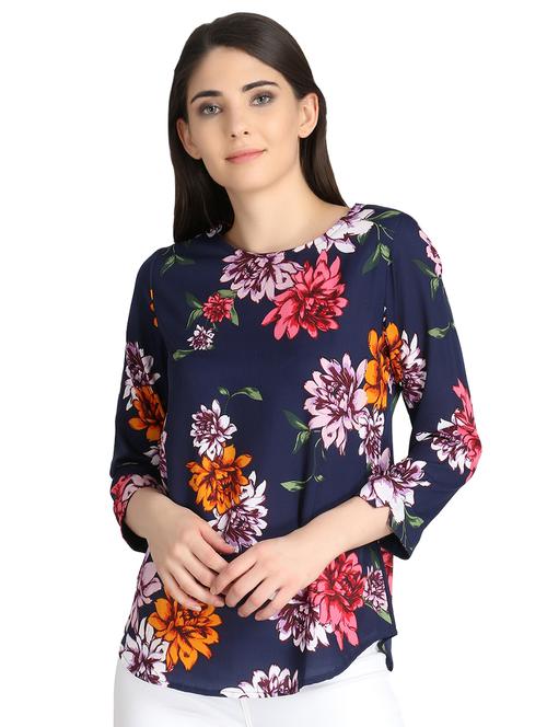 round neck floral top - 16432761 - Very Small Image - 1