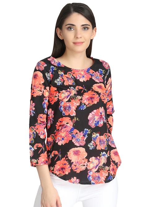 round neck floral top - 16432763 - Very Small Image - 1