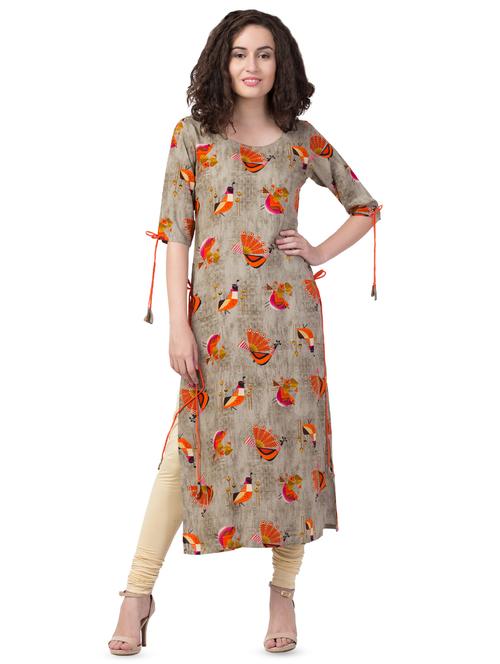 conversational printed straight kurta - 16433117 - Very Small Image - 1