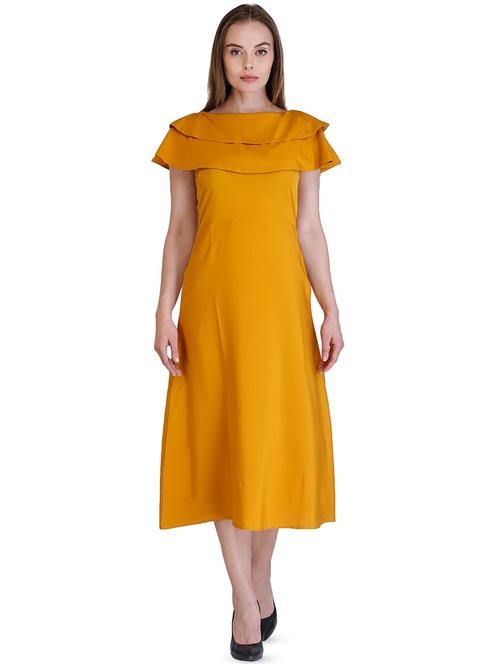 cape sleeved solid a-line dress - 16433457 - Very Small Image - 1