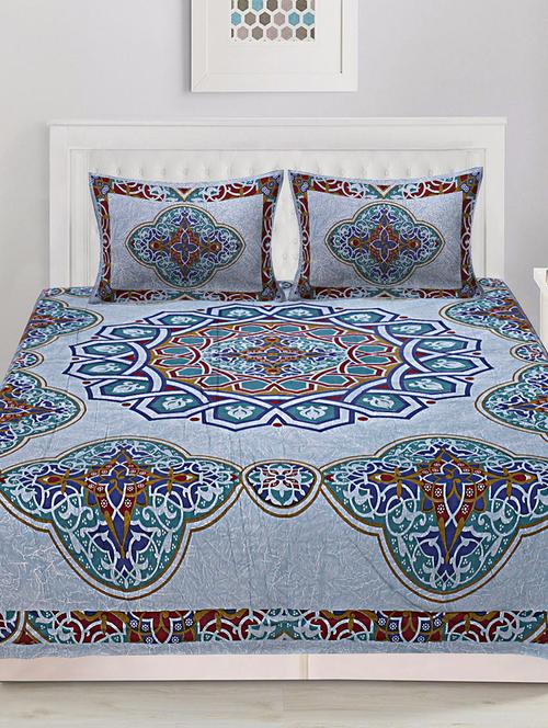 cotton double bed sheet with 2 pillow covers - 16433564 - Very Small Image - 1